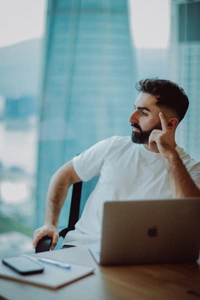 man struggling to concentrate
