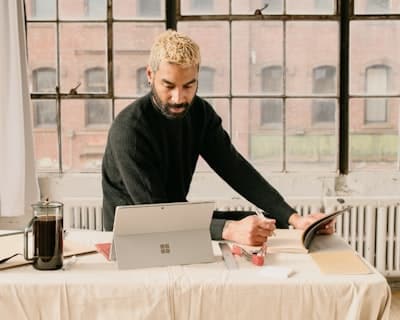 a man taking notes