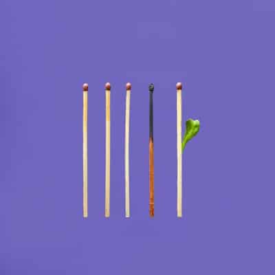 visual depiction of burnout and recovery depicted by matches